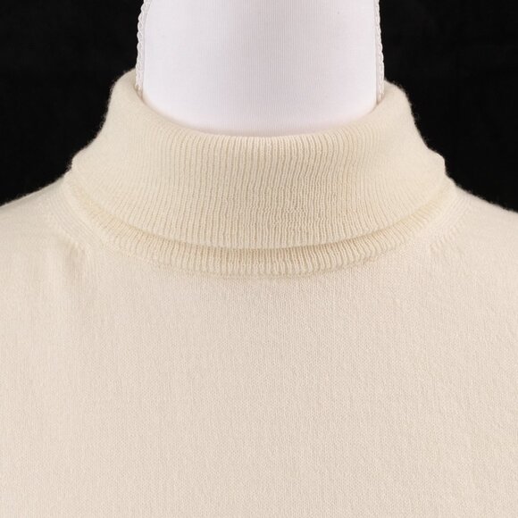 Celine Triomphe-Embroidered Wool Turtleneck Sweater, Off White, Size Small (S) - Picture 4 of 9
